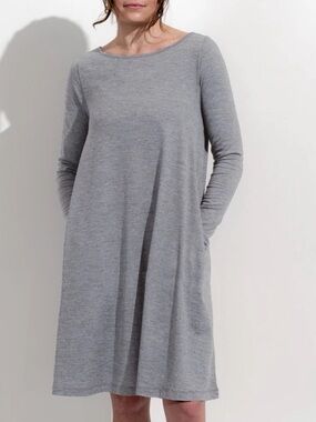 Wooland Wool& Dress Rowena Merino Wool Swing Mini in Grey